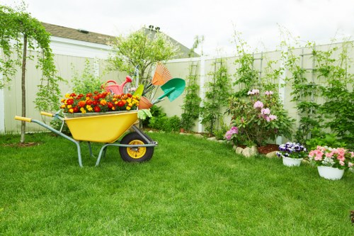 Responsible gardener completing outdoor work safely